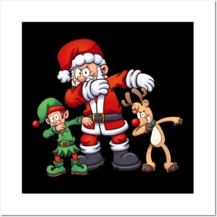 Christmas Shirt  Dabbing Santa Elves Xmas Gift Posters and Art